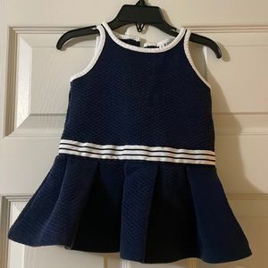 Janie and Jack pleated navy blue baby girl dress.